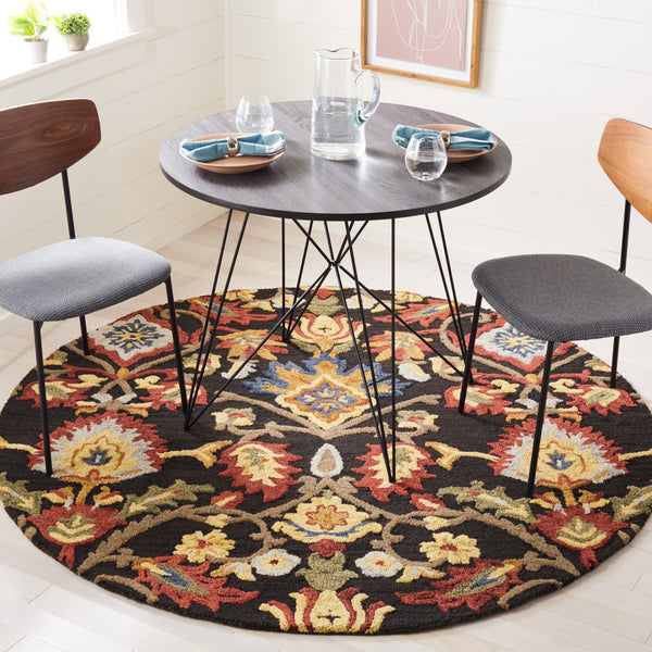Safavieh Blossom Hand-Tufted 6X9 Wool Rug Charcoal & Multi — Traditional Motifs, Plush 5/8" Pile, Durable Elegance BLM402H-68OV
