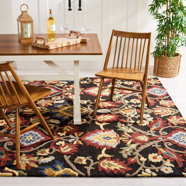 Safavieh Blossom Hand-Tufted 6X9 Wool Rug Charcoal & Multi — Traditional Motifs, Plush 5/8" Pile, Durable Elegance BLM402H-68OV