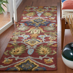 Safavieh Blossom Hand-Tufted Red Wool Square Rug — Soft 5/8" Pile, Traditional Floral Charm For Nooks & Entryways 6'-0" x 8'-0" BLM402Q-68OV
