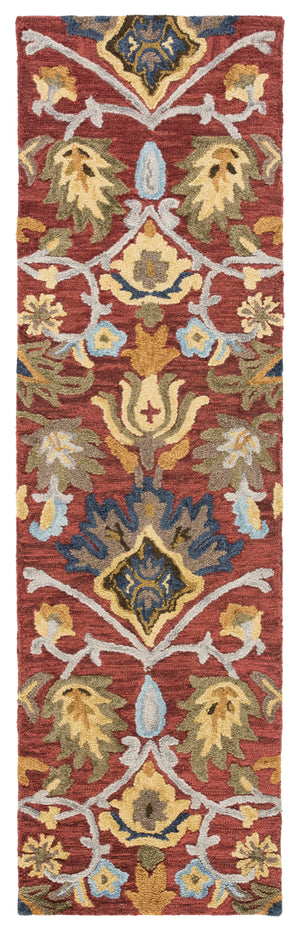 Safavieh Blossom Handcrafted Wool Area Rug - Luxurious Floral Motif Décor For Timeless Elegance In Any Room Red ,Multi Wool Blm402q-3r