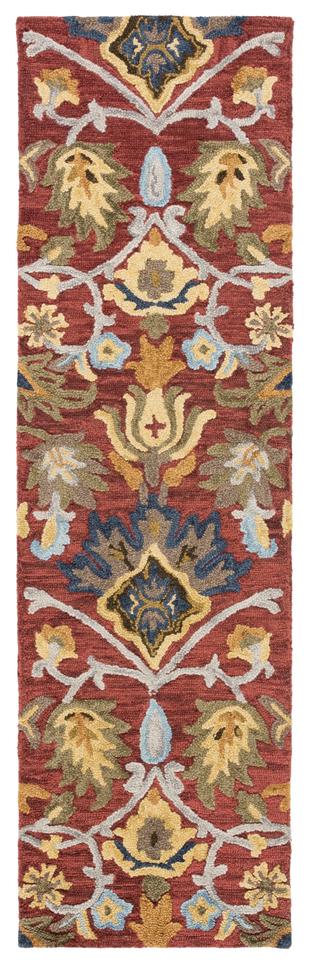 Safavieh Blossom Hand-Tufted Red Wool Square Rug — Soft 5/8" Pile, Traditional Floral Charm For Nooks & Entryways 6'-0" x 8'-0" BLM402Q-68OV