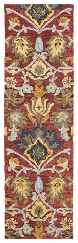 Safavieh Blossom Hand-Tufted Red Wool Square Rug — Soft 5/8" Pile, Traditional Floral Charm For Nooks & Entryways 6'-0" x 8'-0" BLM402Q-68OV