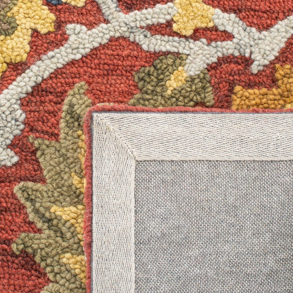Safavieh Blossom Hand Tufted Wool Area Rug Vibrant Red Multi Palette for Foyer or Reading Nook BLM402Q-3SQ