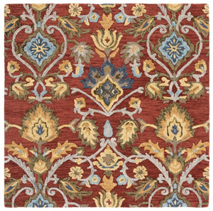 Safavieh Blossom Hand Tufted Wool Area Rug Vibrant Red Multi Palette for Foyer or Reading Nook BLM402Q-3SQ