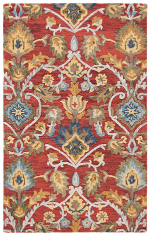 Safavieh Blossom Handcrafted Wool Area Rug - Luxurious Floral Motif Décor For Timeless Elegance In Any Room Red ,Multi Wool Blm402q-3r