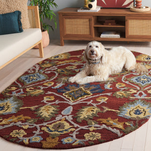 Safavieh Blossom Handcrafted Wool Area Rug - Luxurious Floral Motif Décor For Timeless Elegance In Any Room Red ,Multi Wool Blm402q-3r