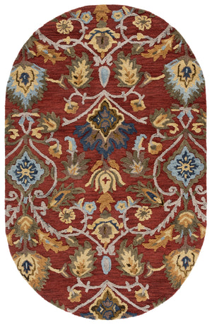 Safavieh Blossom Handcrafted Wool Area Rug - Luxurious Floral Motif Décor For Timeless Elegance In Any Room Red ,Multi Wool Blm402q-3r