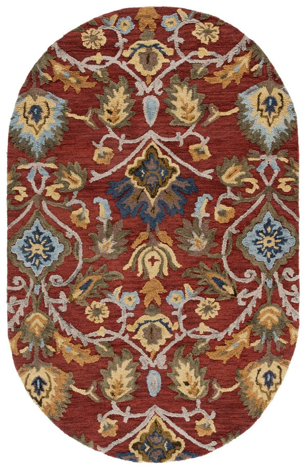 Safavieh Blossom Hand-Tufted Wool Oval Rug with Floral Motif for Dining or Bedroom Red 5'-0" x 8'-0" BLM402Q-5OV