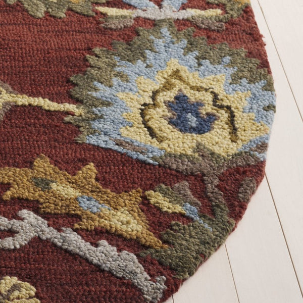 Safavieh Blossom Hand-Tufted Wool Oval Rug with Floral Motif for Dining or Bedroom Red 5'-0" x 8'-0" BLM402Q-5OV