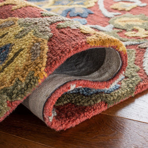 Safavieh Blossom Hand-Tufted Wool Oval Rug with Floral Motif for Dining or Bedroom Red 6'-0" x 8'-0" BLM402Q-68