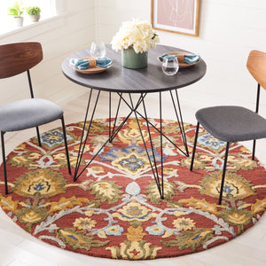 Safavieh Blossom Hand-Tufted Red Wool Square Rug — Soft 5/8" Pile, Traditional Floral Charm For Nooks & Entryways 6'-0" x 8'-0" BLM402Q-68OV