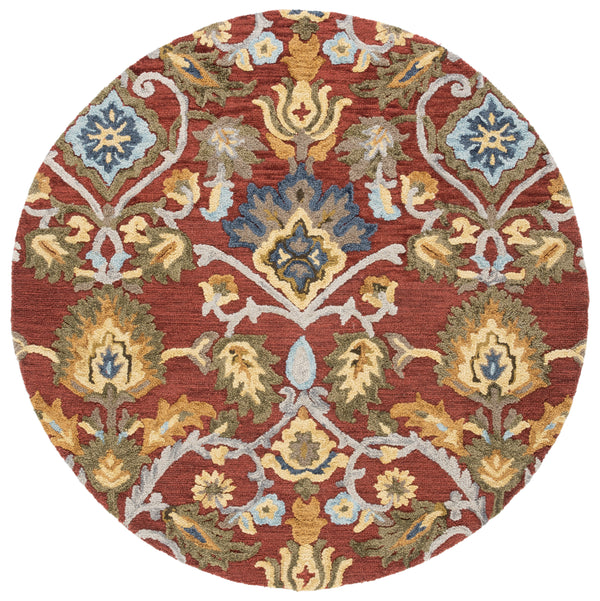 Safavieh Blossom Handcrafted Wool Area Rug - Luxurious Floral Motif Décor For Timeless Elegance In Any Room Red ,Multi Wool Blm402q-3r