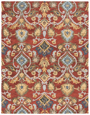 Safavieh Blossom Hand-Tufted Red Wool Square Rug — Soft 5/8" Pile, Traditional Floral Charm For Nooks & Entryways 6'-0" x 8'-0" BLM402Q-68OV