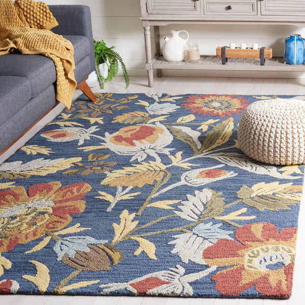 Safavieh Blossom 405 Hand Tufted Floral Rug Navy / Red BLM405N-8
