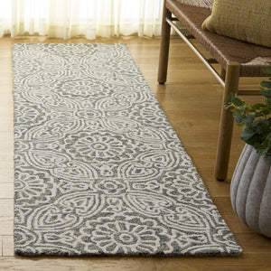 Safavieh Blossom Hand-Tufted Floral Rug In Grey Ivory — Plush Wool-Cotton Blend, Timeless Transitional Style 9'-0" x 12'-0" BLM410F-9