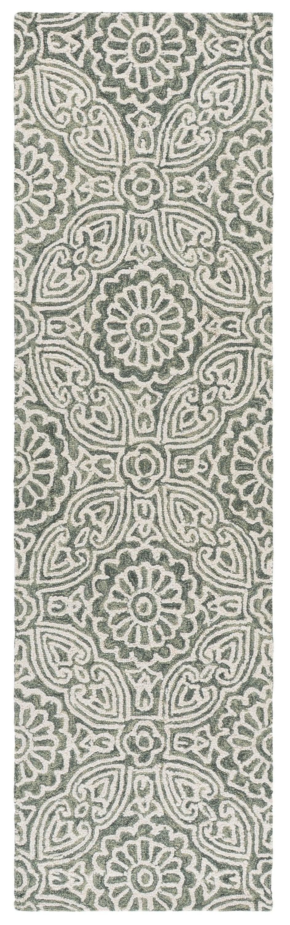 Safavieh Blossom Hand-Tufted Grey Ivory Floral Round Rug — Wool-Cotton Blend, Plush Low Pile, Timeless Style 6'-0" x 6'-0" BLM410F-6R