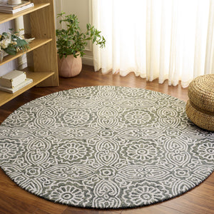 Safavieh Blossom Hand-Tufted Floral Rug In Grey Ivory — Plush Wool-Cotton Blend, Timeless Transitional Style 9'-0" x 12'-0" BLM410F-9