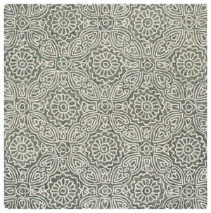 Safavieh Blossom Hand-Tufted Floral Rug In Grey Ivory — Plush Wool-Cotton Blend, Timeless Transitional Style 9'-0" x 12'-0" BLM410F-9