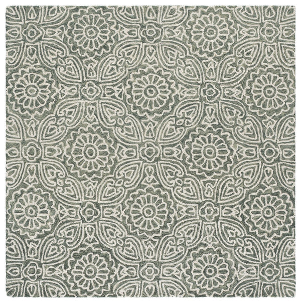 Safavieh Blossom Hand-Tufted Floral Rug In Grey Ivory — Plush Wool-Cotton Blend, Timeless Transitional Style 9'-0" x 12'-0" BLM410F-9