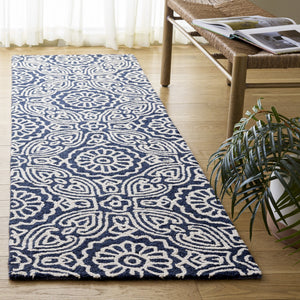 Safavieh Blossom Hand-Tufted Blue Ivory Floral Rug — Wool-Cotton Blend, Low-Profile Pile, Timeless Elegance 4'-0" x 6'-0" BLM410M-4