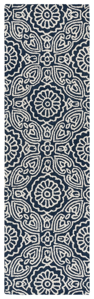 Safavieh Blossom Hand‑Tufted Floral Rug In Blue & Ivory — Wool‑Cotton Blend, Low‑Profile 5X8 Accent Piece 6'-0" x 9'-0" BLM410M-6