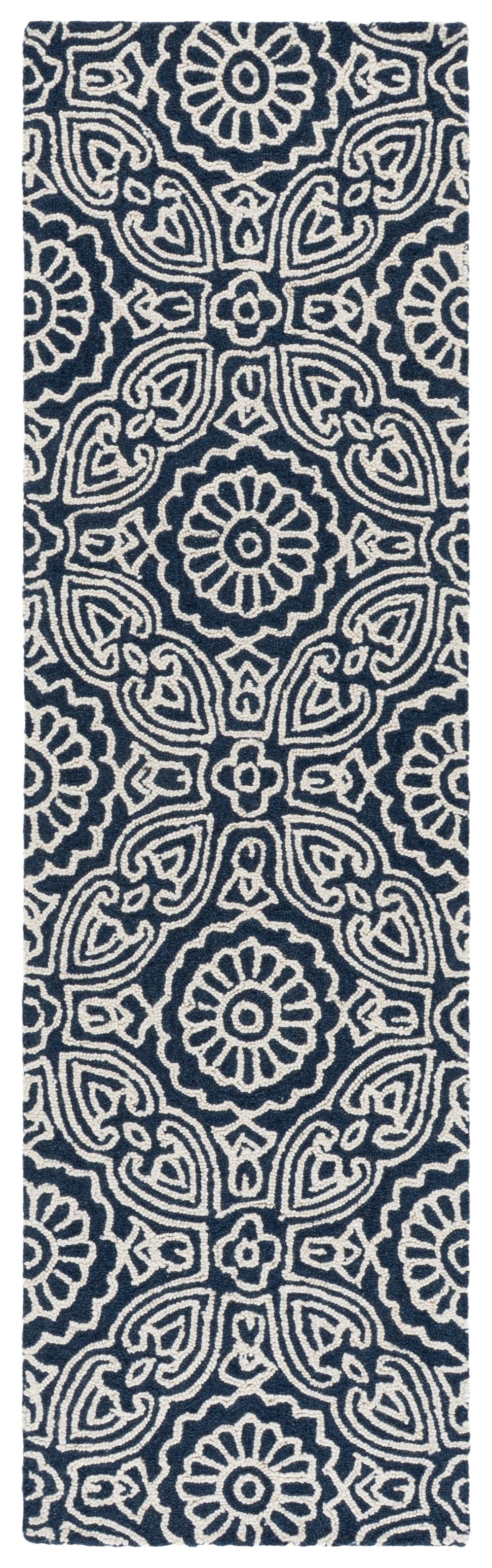 Safavieh Blossom Hand-Tufted Floral Area Rug In Blue And Ivory — Wool-Cotton Blend, Low-Profile Plush Elegance 8'-0" x 10'-0" BLM410M-8