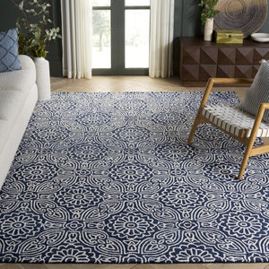 Safavieh Blossom Hand-Tufted Blue Ivory Floral Rug — Wool-Cotton Blend, Low-Profile Pile, Timeless Elegance 4'-0" x 6'-0" BLM410M-4