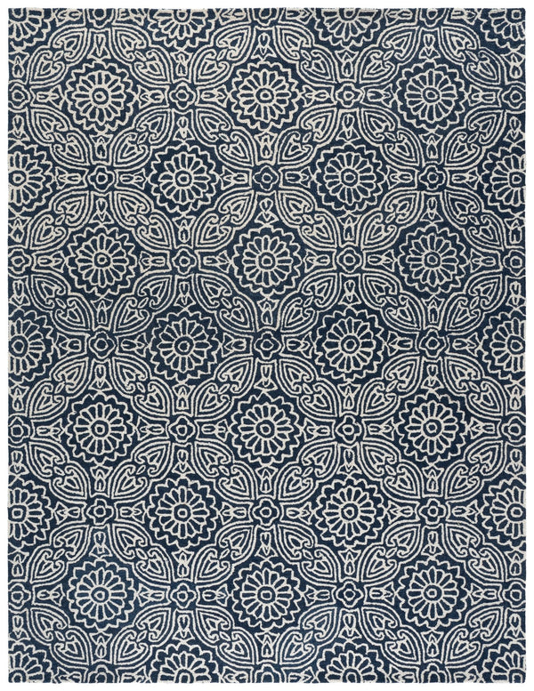 Safavieh Blossom Hand‑Tufted Floral Rug In Blue & Ivory — Wool‑Cotton Blend, Low‑Profile 5X8 Accent Piece 6'-0" x 9'-0" BLM410M-6