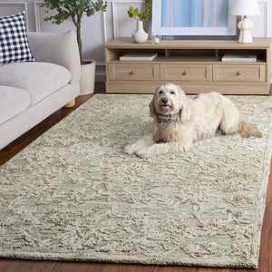 Safavieh Blossom Hand‑Tufted Sage And Ivory Floral Rug — Wool‑Cotton Blend, Plush 0.5" Pile, Timeless Elegance 6'-0" x 6'-0" BLM411W-6SQ