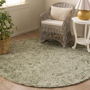 Safavieh Blossom Hand‑Tufted Sage And Ivory Floral Rug — Wool‑Cotton Blend, Plush 0.5" Pile, Timeless Elegance 6'-0" x 6'-0" BLM411W-6SQ