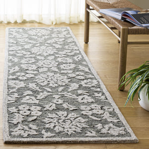Safavieh Blossom Hand-Tufted Grey Ivory Rug — Plush Wool-Cotton Blend, Geometric Traditional Style, Durable Elegance 6'-0" x 6'-0" BLM412F-6SQ