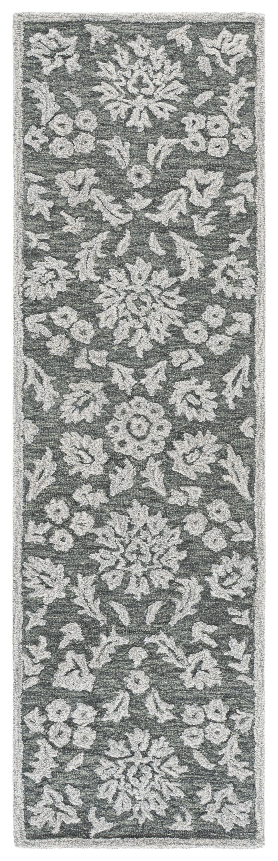 Safavieh Blossom Hand-Tufted Grey Ivory Geometric Rug, 80% Wool 20% Cotton, Low Pile 1/2" For Lasting Comfort 9'-0" x 12'-0" BLM412F-9