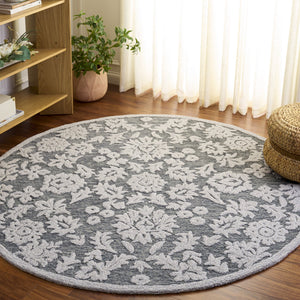 Safavieh Blossom Hand-Tufted Grey Ivory Rug — Plush Wool-Cotton Blend, Geometric Traditional Style, Durable Elegance 6'-0" x 6'-0" BLM412F-6SQ