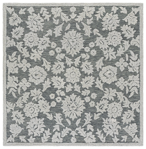 Safavieh Blossom Hand-Tufted Grey Ivory Rug — Plush Wool-Cotton Blend, Geometric Traditional Style, Durable Elegance 6'-0" x 6'-0" BLM412F-6SQ