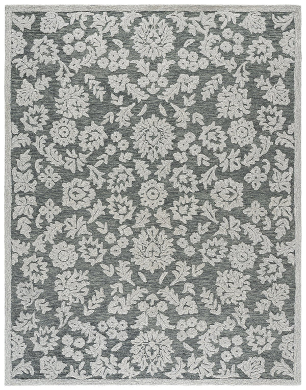 Safavieh Blossom Hand-Tufted Grey Ivory Rug — Plush Wool-Cotton Blend, Geometric Traditional Style, Durable Elegance 6'-0" x 6'-0" BLM412F-6SQ