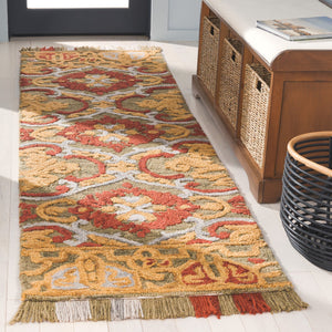 Safavieh Blossom Hand Tufted Transitional Area Rug In Elegant Green And Gold With Ornate Scrollwork Design Green ,Gold 80% Wool,20% Cotton Blm422b-3