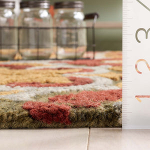 Safavieh Blossom Hand Tufted Transitional Area Rug In Elegant Green And Gold With Ornate Scrollwork Design Green ,Gold 80% Wool,20% Cotton Blm422b-3