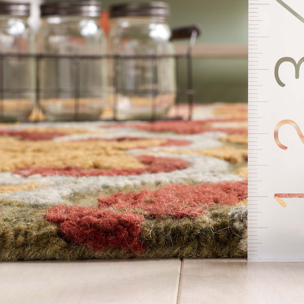 Safavieh Blossom Hand Tufted Transitional Area Rug In Elegant Green And Gold With Ornate Scrollwork Design Green ,Gold 80% Wool,20% Cotton Blm422b-3