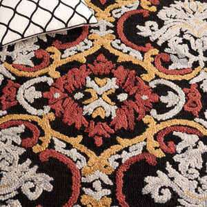 Safavieh Blossom Hand Tufted Transitional Area Rug In Elegant Green And Gold With Ornate Scrollwork Design Charcoal ,Red 80% Wool,20% Cotton Blm422h-3