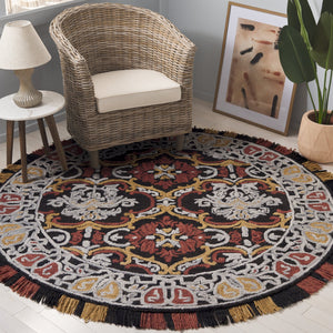 Safavieh Blossom Hand Tufted Transitional Area Rug In Elegant Green And Gold With Ornate Scrollwork Design Charcoal ,Red 80% Wool,20% Cotton Blm422h-3