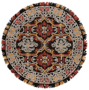 Safavieh Blossom Hand Tufted Transitional Area Rug In Elegant Green And Gold With Ornate Scrollwork Design Charcoal ,Red 80% Wool,20% Cotton Blm422h-3