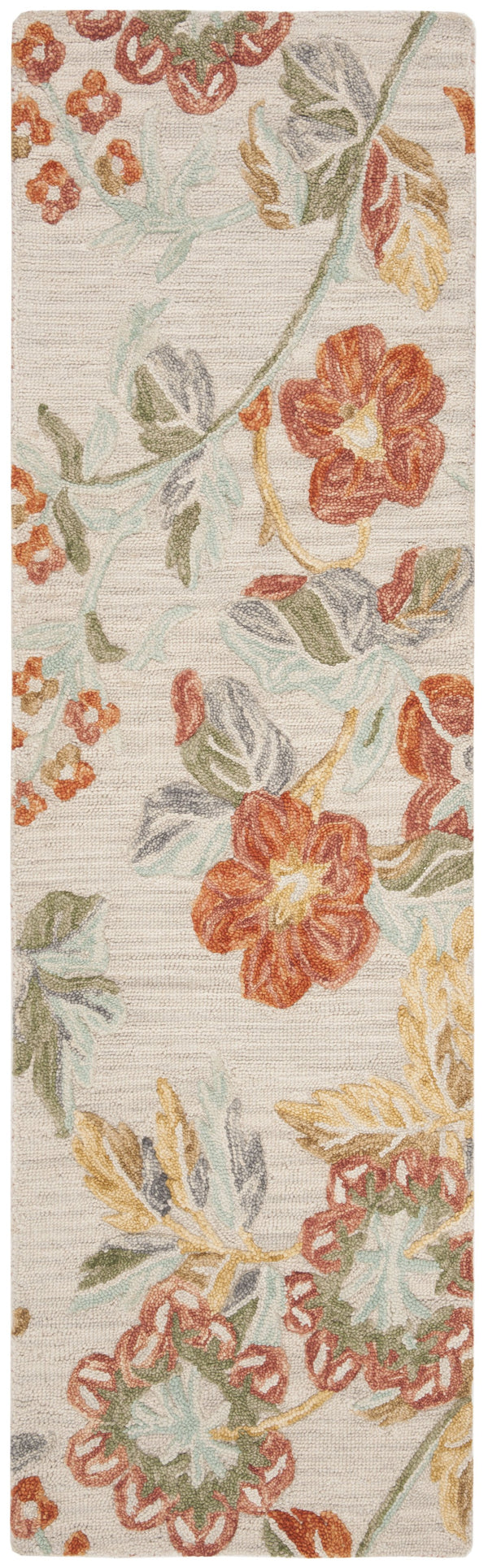 Safavieh Blossom Hand-Tufted 10Ft Round Wool Rug, 1/2" Plush Floral Pattern In Grey & Red For Living Room Elegance BLM458F-10R