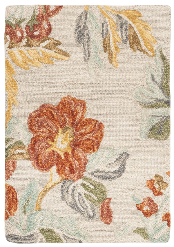 Safavieh Blossom Hand-Tufted 10Ft Round Wool Rug, 1/2" Plush Floral Pattern In Grey & Red For Living Room Elegance BLM458F-10R