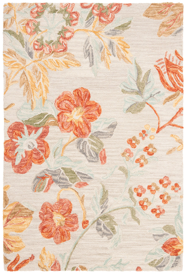 Safavieh Blossom Exquisite Floral Area Rug - Luxurious Hand-tufted Wool Design For Timeless Home Elegance Grey ,Red Wool Blm458f-218