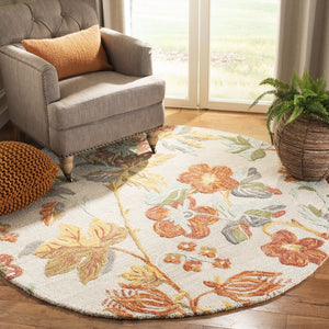 Safavieh Blossom Hand-Tufted 10Ft Round Wool Rug, 1/2" Plush Floral Pattern In Grey & Red For Living Room Elegance BLM458F-10R