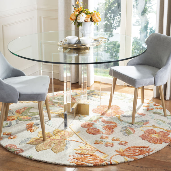 Safavieh Blossom Hand-Tufted 10Ft Round Wool Rug, 1/2" Plush Floral Pattern In Grey & Red For Living Room Elegance BLM458F-10R