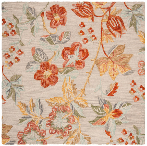 Safavieh Blossom Exquisite Floral Area Rug - Luxurious Hand-tufted Wool Design For Timeless Home Elegance Grey ,Red Wool Blm458f-218