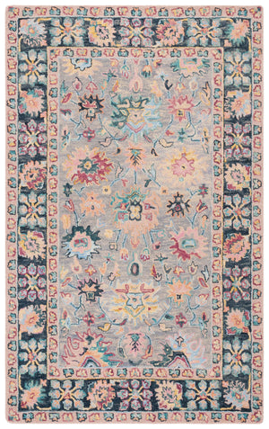 Safavieh Blossom Hand-Tufted Wool-Cotton Accent Rug With Plush 3/8" Pile, Grey Pink Floral Elegance 2'-3" x 5'-0" BLM468F-25