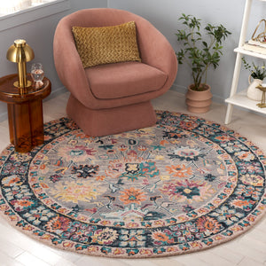 Safavieh Blossom Hand-Tufted Grey And Pink Floral Runner — Wool-Cotton Blend, Low-Profile Plush For Hallways 2'-3" x 13'-0" BLM468F-213