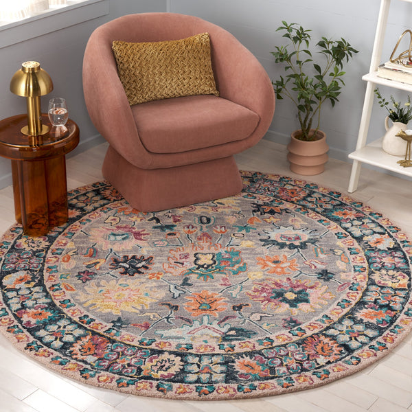 Safavieh Blossom Hand-Tufted Wool-Cotton Accent Rug With Plush 3/8" Pile, Grey Pink Floral Elegance 2'-3" x 5'-0" BLM468F-25